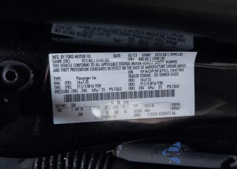 2014 Ford Focus Se from USA, damaged, VIN 1FADP3F27EL184789